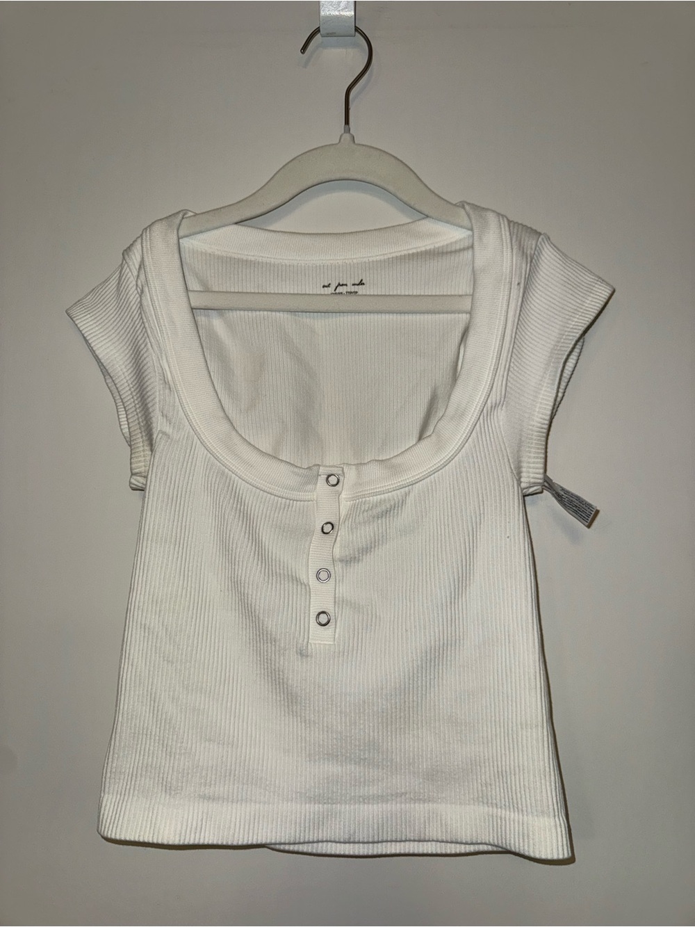 Urban Outfitters White Ribbed Scoop Henley Tank